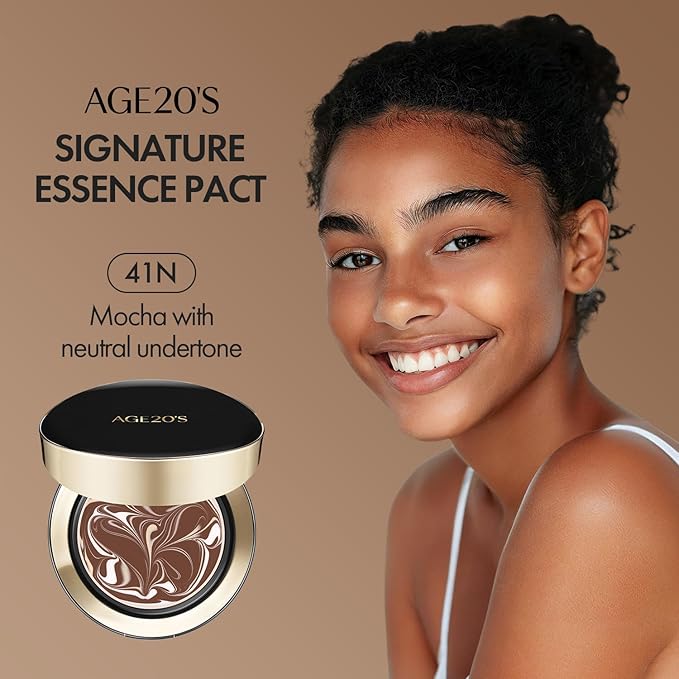 AGE20'S Signature Essence Pact SPF 50+ | Pack of 1 | 41N MOCHA | Cream Foundation, Dewy Finish, Natural Coverage | Korean Cushion Foundation-VivaGrace Women