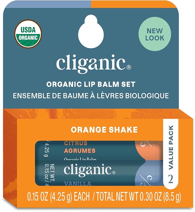 Cliganic Organic Lip Balm 2 pack - Orange Shake-VivaGrace Women