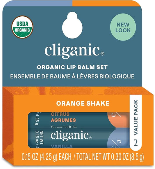 Cliganic Organic Lip Balm 2 pack - Orange Shake-VivaGrace Women