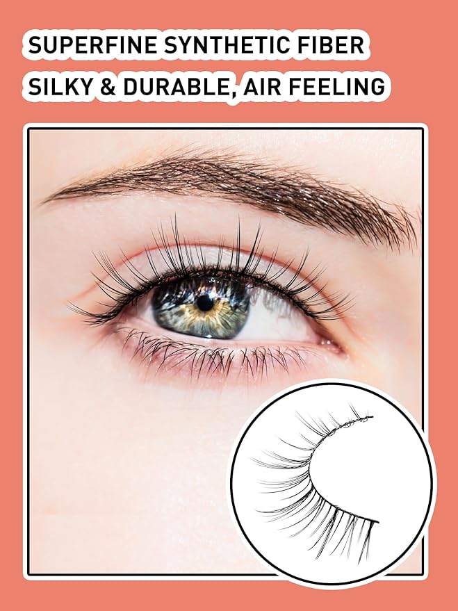 Lashes Short Eyelashes 10MM Natural Lashes Wispy Thin Band Strip Lashes Short Eyelashes Natural Look 3D Volume Lashes 7 Pair Fake Lashes Siligli-VivaGrace Women