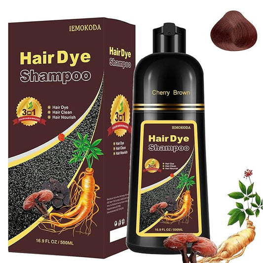 Cherry Brown Hair Dye Shampoo 3 in 1 - Champu Para Pintar el Cabello, Herbal Brown Hair Dye for Women Men, Hair Color Shampoo-VivaGrace Women