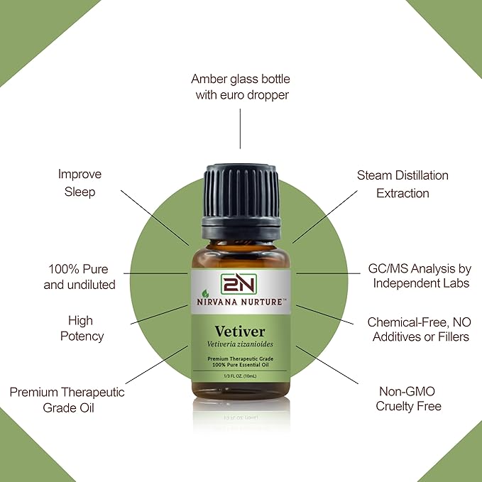 Vetiver Essential Oil 100% Pure Premium Therapeutic Grade, Undiluted - Aromatherapy Diffuser for Calm and Relaxation, Skin Care, Hair Care-VivaGrace Women