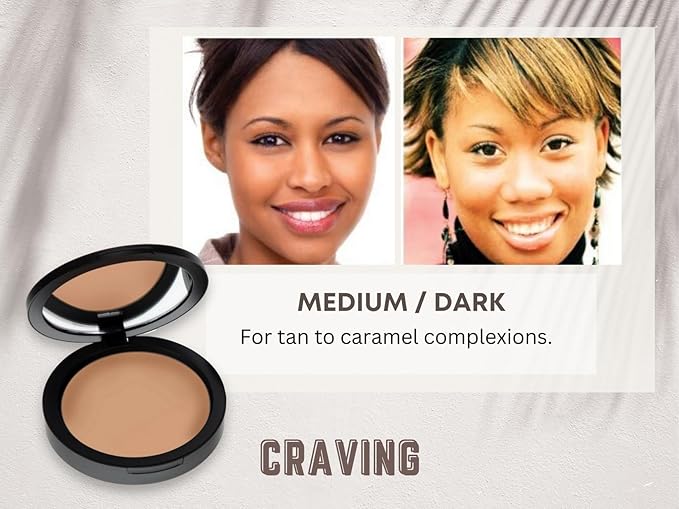 Mineral Dual Powder in Craving (Medium/Dark) | 4-in-1 Pressed Mineral Foundation with SPF 15 for Flawless Glow & Soft Looking Skin | Oil Free, Talc Free, Gluten Free | 0.45 Oz | by Mommy Makeup-VivaGrace Women