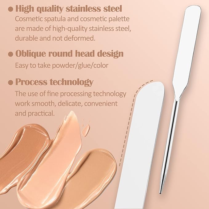 DAGEDA Stainless Steel Makeup Spatula Set, Makeup Mixing Palette Make up Spatula Tool, Foundation Spatula Makeup Foundation Mixing Pigment Palette, Cosmetic Spatula Foundation Palette Make up Tool-VivaGrace Women