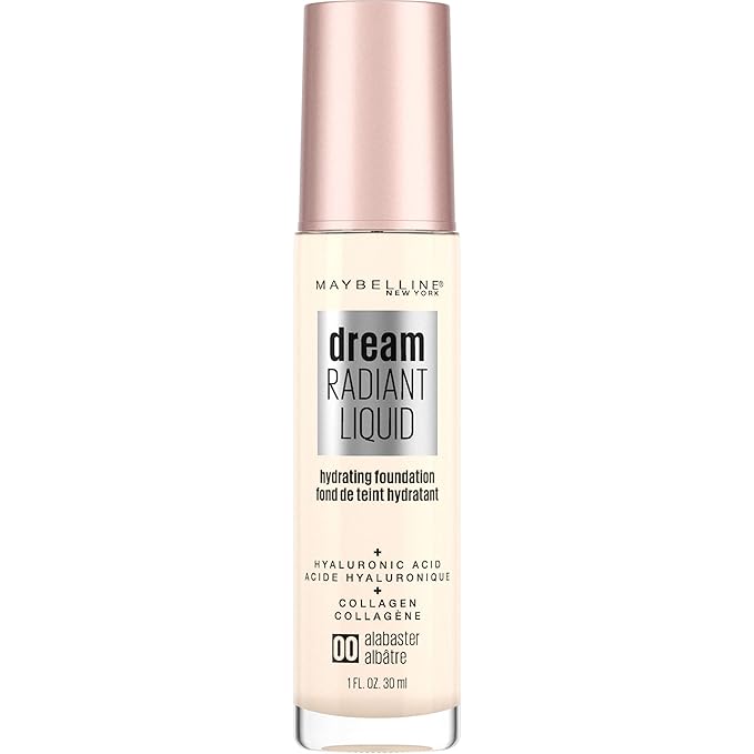 Maybelline New York Dream Radiant Liquid Medium Coverage Hydrating Makeup, Lightweight Foundation, Alabaster, 1 Fl Oz-VivaGrace Women