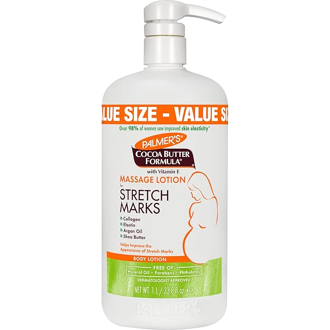 Palmer's Cocoa Butter Formula Massage Lotion For Stretch Marks, Pregnancy Skin Care, Belly Cream with Collagen, Elastin, Argan OIl and Shea Butter, 33.8 Ounces-VivaGrace Women