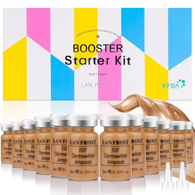 BB Facial Glow Serum Starter Kit Hyaluronic Acid Essence Foundation Skin Care Kit 0.27oz 12 Vials, Combined With Niacinamide and Peptides To Brighten Skin Tone Anti-Aging Foundation Light Rose-VivaGrace Women