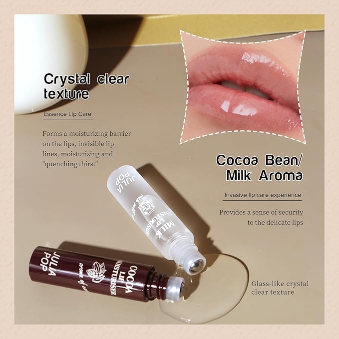 Lip Oil, Lip Balm Set Lasting Moisturizing and Care of your Lips, Lip Sleeping Mask Cracked Dry Lips Moisturize, Coco for Day and Milk for Night（Pack of 2）-VivaGrace Women