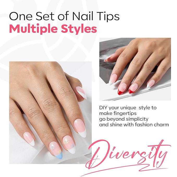 modelones Press on Nails, 150 Pcs French Tip Press on Nails, NailBoxie Brown Short Almond Nail Tips, Soft Gel Nail Tips, Ideal for Wedding, Party, Daily DIY Nail, 15 Sizes (S)-VivaGrace Women