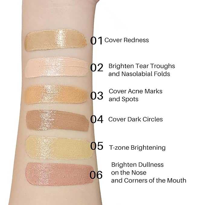 FV 6 Colors Cream Concealer Palette, Full Coverage & Long Lasting Colors Corrector Palette for Dark Circles, Redness, Acne with Natural Finish Cream Foundation Palette, 01 Light Shade-VivaGrace Women