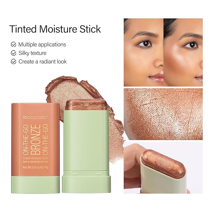 MEICOLY Cream Bronzer Stick, Natural Highlight Contour Makeup,Face Highlighter Stick,Contour Stick Facial Contouring Stick,Buildable Face Bronzer Face Shaping,Waterproof,01 Warm Glow-VivaGrace Women