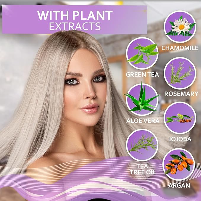 Purple Shampoo - Toner for Blonde Hair - Sulfate and Paraben Free - More Balanced Color Treated, Bleached, Silver, White and Gray Hair - No More Orange, Straw Yellow and Brassy Tones - Women and Men-VivaGrace Women