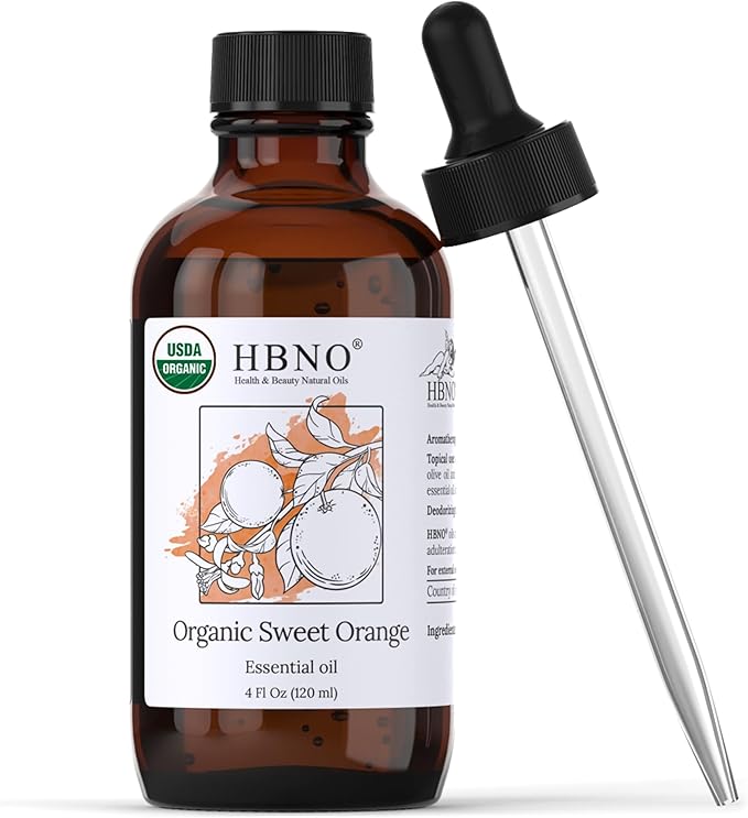 HBNO Organic Orange Essential Oil - Huge 4 oz (120ml) Value Size - USDA Certified Organic Orange Essential Oil, Cold Pressed for Aromatherapy, Soap Making, DIY, Diffuser-VivaGrace Women