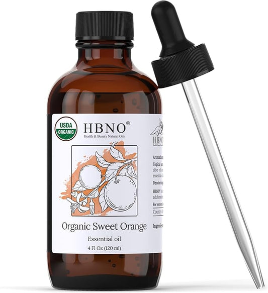 HBNO Organic Orange Essential Oil - Huge 4 oz (120ml) Value Size - USDA Certified Organic Orange Essential Oil, Cold Pressed for Aromatherapy, Soap Making, DIY, Diffuser-VivaGrace Women
