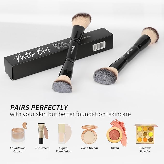 DUcare Foundation Brush Contour Bronzer Double Ended Makeup Brush for Blending Liquid Powder Concealer Cream Blush Buffe Black-VivaGrace Women