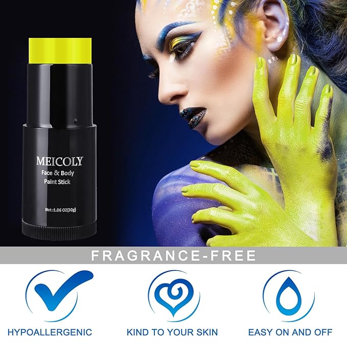 MEICOLY Ogre Green Face Body Paint Stick,Cream Face Paint for Disgust Goblin Demon Halloween SFX Special Effects Cosplay Makeup,Waterproof Eye Black Stick-VivaGrace Women
