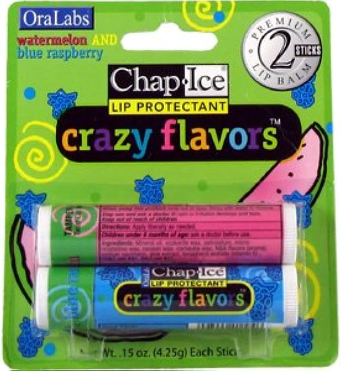 ChapIce Crazy Flavors Lip Balm Watermelon and Blue Raspberry 2 Sticks-VivaGrace Women