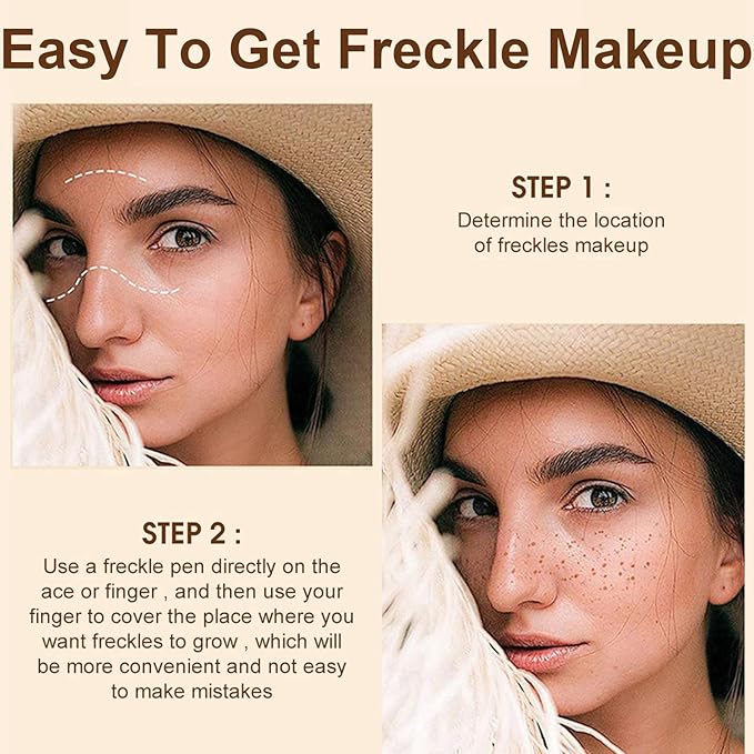 Freckle Pen, Freckle Makeup Pen for Face, Waterproof Long Lasting Quick Dry Faux Freckle Pen, Soft Artificial Freckles Makeup Face Decoration, Create Natural Sunkissed Skin (Chestnut)-VivaGrace Women