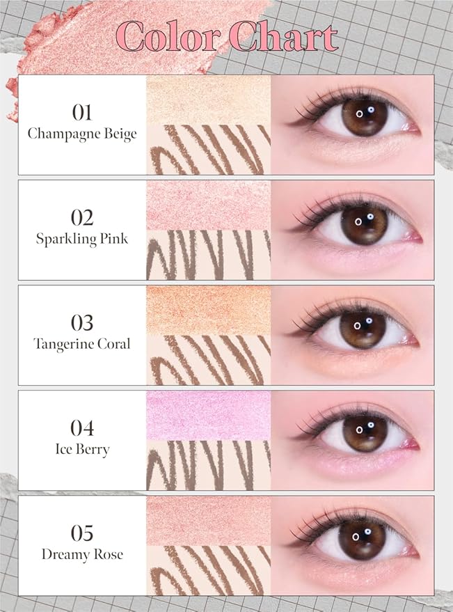 CORALHAZE Idol AEGYO-SAL Maker 02 Sparkling Pink, 2-in-1 Under-Eye Highlighter and Contour Liner for Bright, Voluminous Eyes, Long-Lasting, Smudge-Proof Shimmer Stick with Natural Glow, Korean Beauty-VivaGrace Women