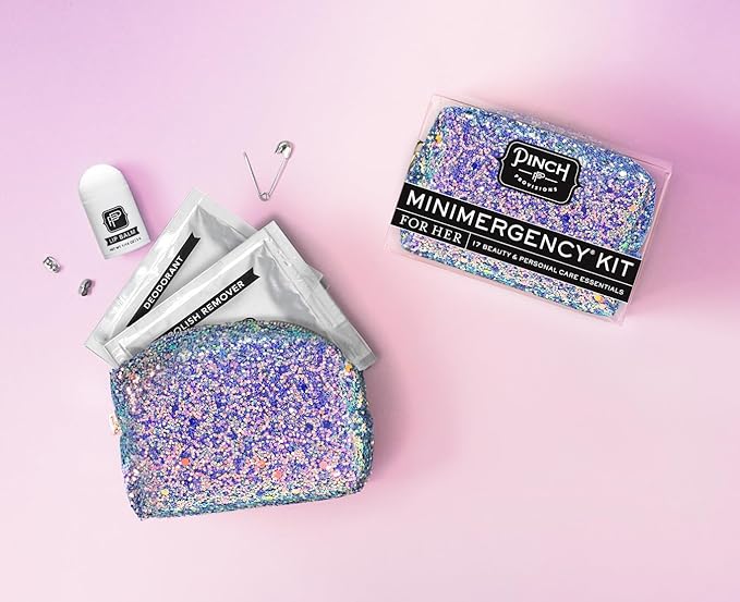 Pinch Provisions Mermaid Glitter Minimergency Kit, includes 17 Travel-Sized Cosmetic Essentials, Convenient for Purses, Emergency Beauty Accessories, Gifts for Holiday’s & Birthday’s-VivaGrace Women