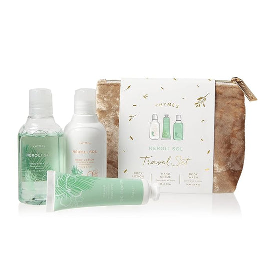 Thymes Travel Set and Beauty Bag - Contains Body Wash, Body Lotion & Hand Cream - Neroli Sol-VivaGrace Women