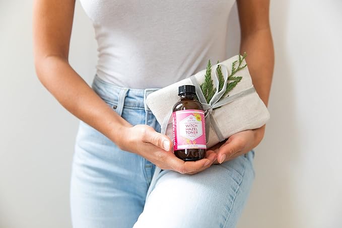 Witch Hazel Alcohol Free Toner by Leven Rose, 100% Pure Organic Facial Rose Water with Rose Petals, Calendula, Cucumber, and Chamomile Flower 4 oz-VivaGrace Women