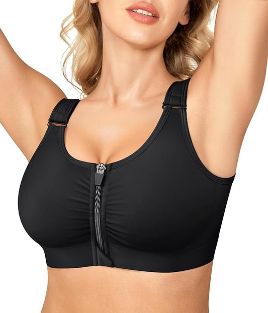 BRABIC Zip Front Closure Everyday Bra for Women Post Surgery Compression Support with Adjustable Straps Wirefree-VivaGrace Women
