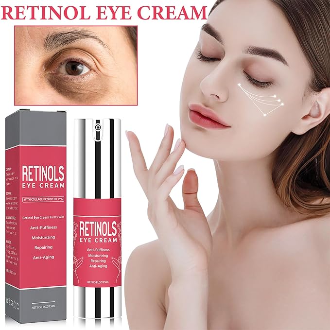 Retinol Eye Cream for Dark Circles and Puffiness,Under Eye Cream with Collagen & Hyaluronic Acid,Fix Wrinkle,Lightweight Lift Eye Cream,Brighten Tighten Eye Cream Gel to Smooth Fine Lines & Hydrate-VivaGrace Women