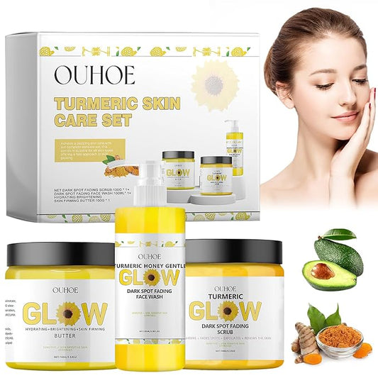 Glow Combo Skincare Set,3 In 1 Turmeric Combo Skincare Set，Turmeric Glow Butter, Skincare Gift Set For All Skin Type (1 Set)-VivaGrace Women