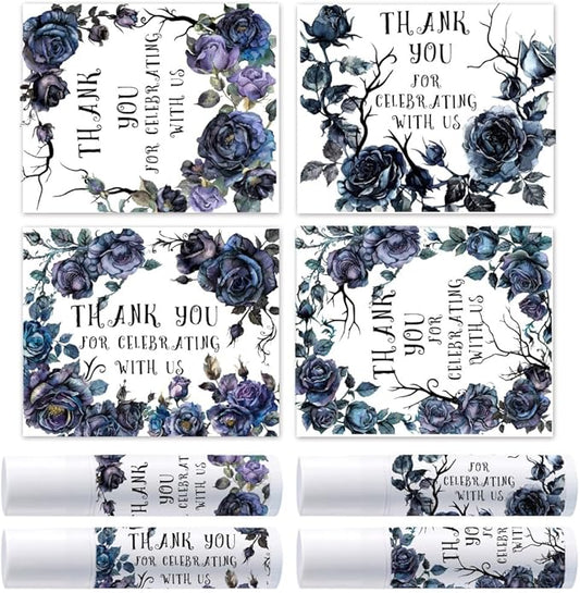 OLYCRAFT 100Pcs Self-Adhesive Lip Balm Tag Stickers 1.7x2.1 inch Goth Black Rose Waterproof Adhesive Label with Word Lipstick Tag Sticker for Lip Balm Container Tubes Lipstick Wrapping Decoration-VivaGrace Women