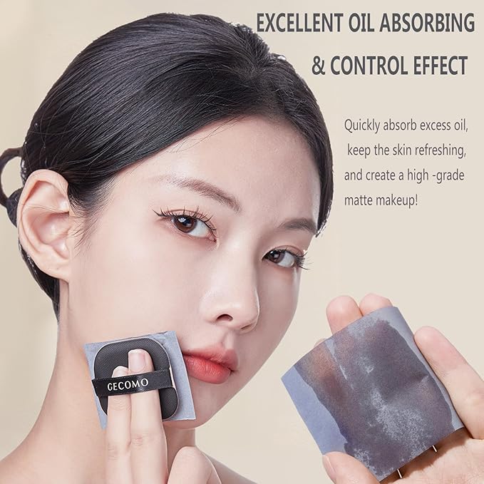 Natural Bamboo Charcoal Facial Oil Blotting Paper,100pcs Oil Blotting Sheets with Portable Mirror & Makeup Puff for Oily Face Skin,Oil Control Film Easy Take Out Handy Friendly Oil Absorbing Tissues-VivaGrace Women