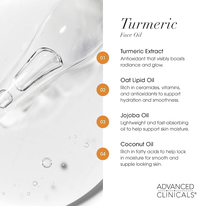 Advanced Clinicals Turmeric Oil Serum For Face | Facial Skin Care Serum With Jojoba + Coconut Oil To Improve Appearance Of Dark Spots & Uneven Skin Tone | Antioxidant Dry Skin Moisturizer, 2-Pack-VivaGrace Women
