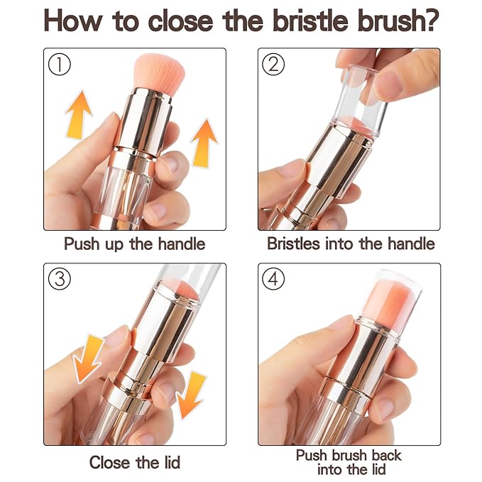 kullder Travel Makeup Brush 5 in 1 Makeup Brush set Blend Sponge Eyebrow Eyeshadow & Blush Brushes for Foundation Concealer Double Ended Makeup Brush with Powder Puff Ideal Womens Gifts-VivaGrace Women