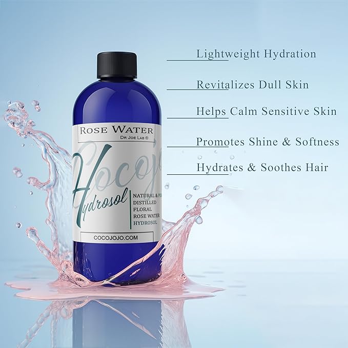 Rose Hydrosol Water Spray Toner 32 oz for Face Hydrating Mist Hydration Pure & Natural Rosewater Hydrosol All Skin Types Face Skin Pores Body Locs Cleansing Bulk Refill COCOJOJO - Packaging May Vary-VivaGrace Women