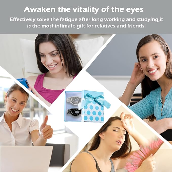 Permotary 2PCS Gel Eye Mask Reusable Hot Cold Compress Pack Eye Therapy,Therapeutic Gel Eye Spa Pad for Puffiness/Dark Circles/Eye Bags/Dry Eyes/Headaches/Migraines/Stress Relief-Gray&Black-VivaGrace Women