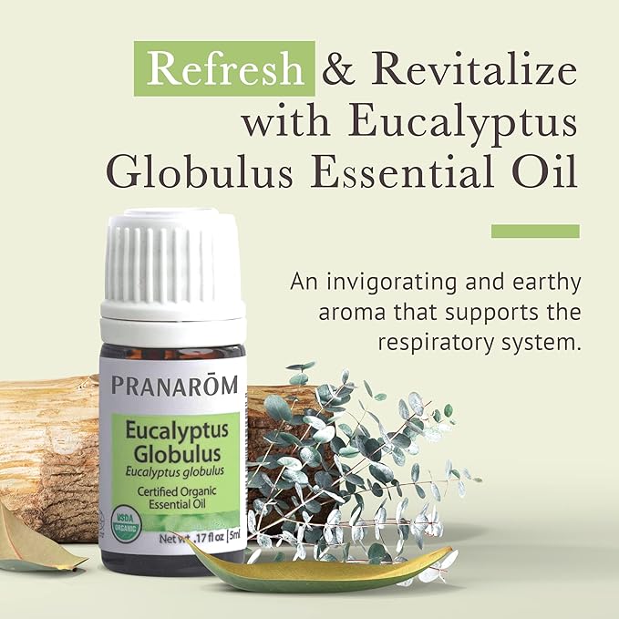 Pranarom - USDA Certified Organic Eucalyptus Globulus Essential Oil 5ml - Wellness Enthusiasts - Aromatherapy - Certified Organic Purity - 100% Pure, Non-GMO, Vegan-VivaGrace Women