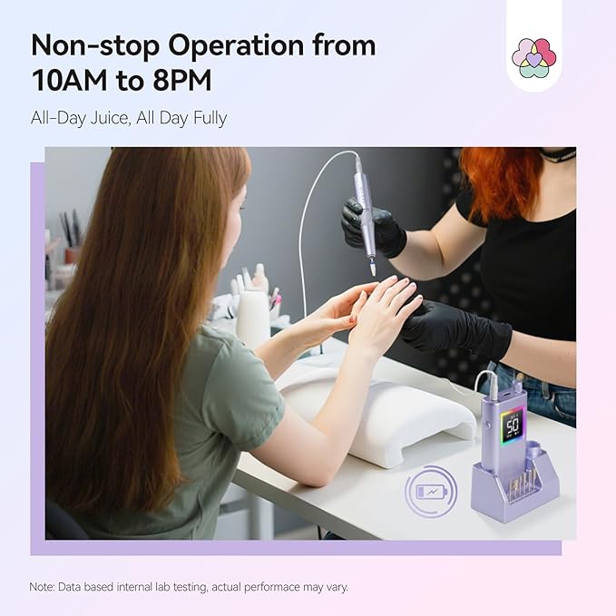 SAVILAND Advanced 50000 RPM Nail Drill Professional: 10S Fast Removal Electric Nail File Portable Nail Filer Electric with Rechargeable Electric Nail Drill Bits Pro Acrylic Nail Manicure Nail Tools-VivaGrace Women