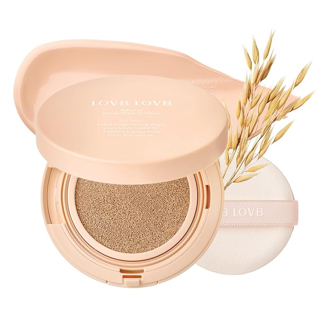 Natural Cover Glow Cushion Foundation | Korean Foundation Makeup | Long-Lasting Buildable Coverage | Lightweight and Moisturizing | Flawless Finish 0.42oz (21P Porcelain Ivory)-VivaGrace Women