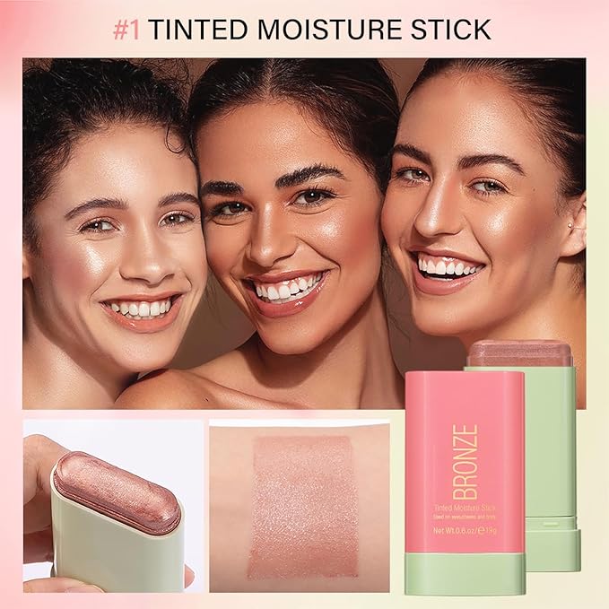Blush Stick, Cream Blush Stick for Cheeks & Lips, Blendable Long-Lasting Multi-Use Contour Stick & Highlighter Makeup (WARM GLOW)-VivaGrace Women