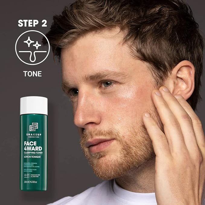 Shakeup - Mens Skincare Routine with Wash Bag, Gift Set, Daily Face Wash, Clarifying Toner, Anti Ageing Serum, Matte-Effect Moisturiser, Plus Wash Bag-VivaGrace Women