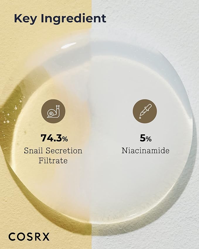 COSRX Niacinamide 5% + Snail Mucin 74% Dual Essence, Anti aging Face Serum for Dull Skin, Hydrating, Brightening, Repairing, 2.70 fl.oz / 80ml, Sensitive Skin, Not Tested on Animals, Korean Skincare-VivaGrace Women