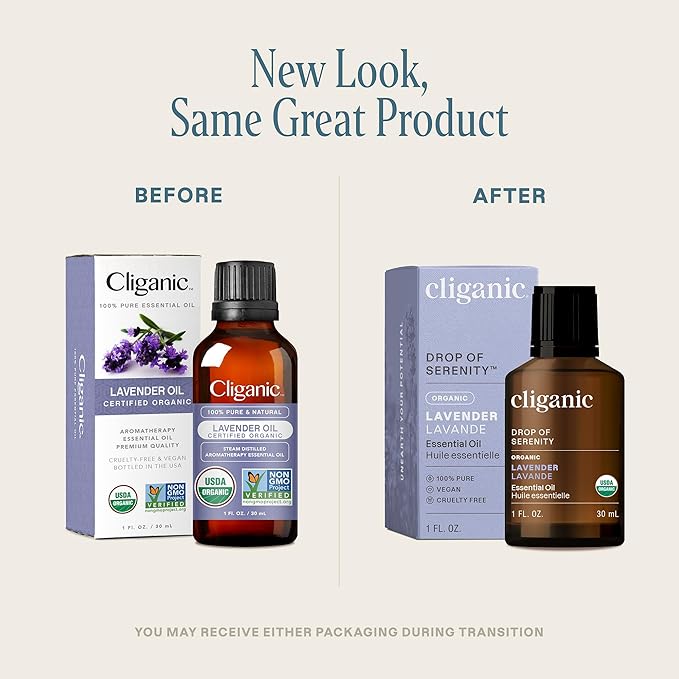 Cliganic Organic Lavender Essential Oil, 1oz - 100% Pure Natural Undiluted, for Aromatherapy Diffuser | Non-GMO Verified (Packaging May Vary)-VivaGrace Women