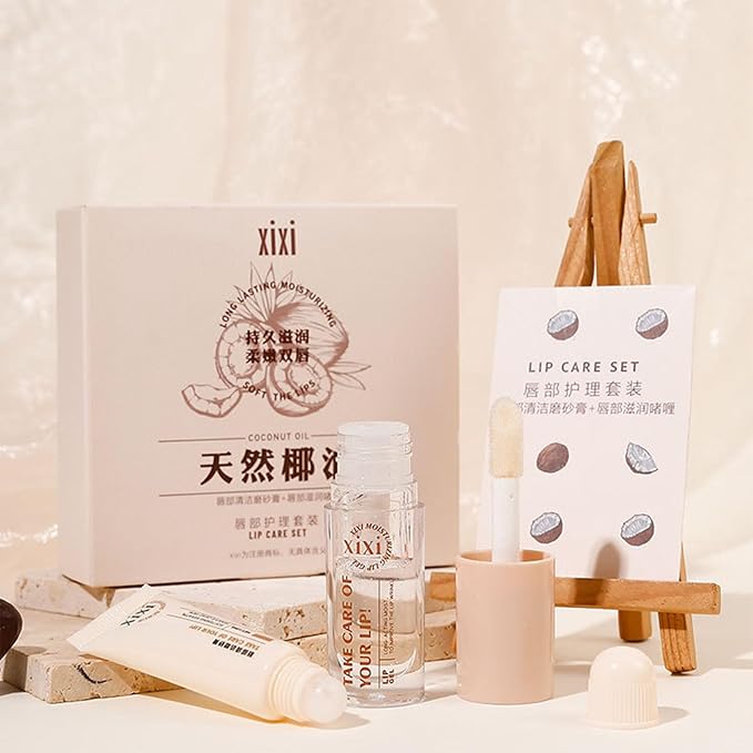 Lip Care Lip Scrub And Moisturizing Gel Set Sleeping Exfoliating Natural plant Oil Korean Therapy For Fuller Plumper-VivaGrace Women