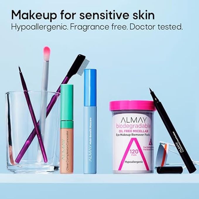 Almay Mascara, Volume, Length, Definition & Conditioning, Multi-Benefit Eye Makeup, Hypoallergenic and Fragrance-Free, 501 Blackest Black