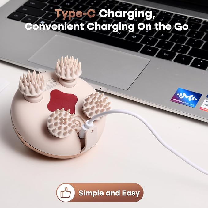 arboleaf Scalp Massager Kneading Head Massager Scalp Stress Relax Portable Rechargeable Hair Massager Shower Massage Waterproof Cat Massager Scratcher,Gift for Mom Dad-VivaGrace Women