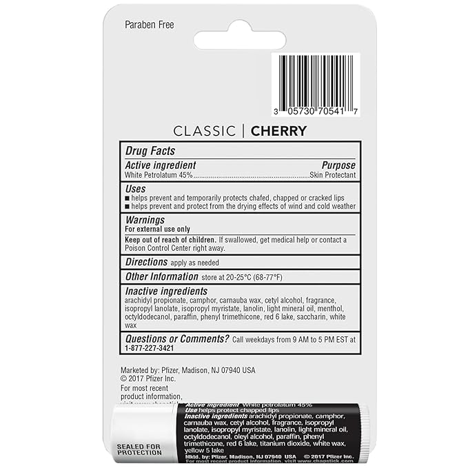 ChapStick Cherry Lip Balm 4-Pack + 1 Original ChapStick, Lip Moisturizer, 0.15 Oz Ea (5 Piece Set)-VivaGrace Women