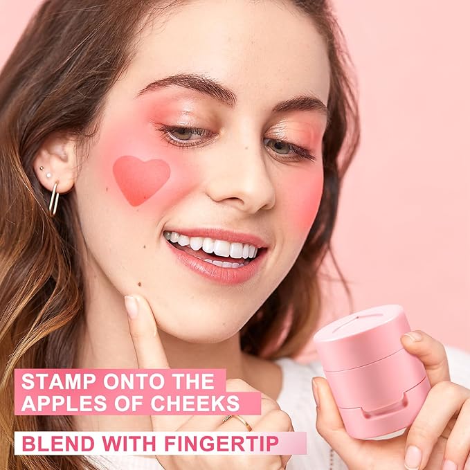 Boobeen Liquid Blush for Cheeks, Buildable & Blendable Face Blusher, Cheek Stamp Blush with Heart-shaped Applicator, Lightweight Air Cushion Blush for Velvet Matte Finish-VivaGrace Women