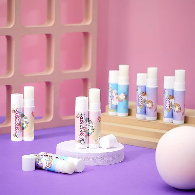 24 Pcs Unicorn Lip Balm Back to School Gift Unicorn Party Favors Lip Balm for Girls Birthday Party Favors Lip Gloss for Kids Gifts for Kids Fruity Favors Unicorn Gift for Cute Girls-VivaGrace Women