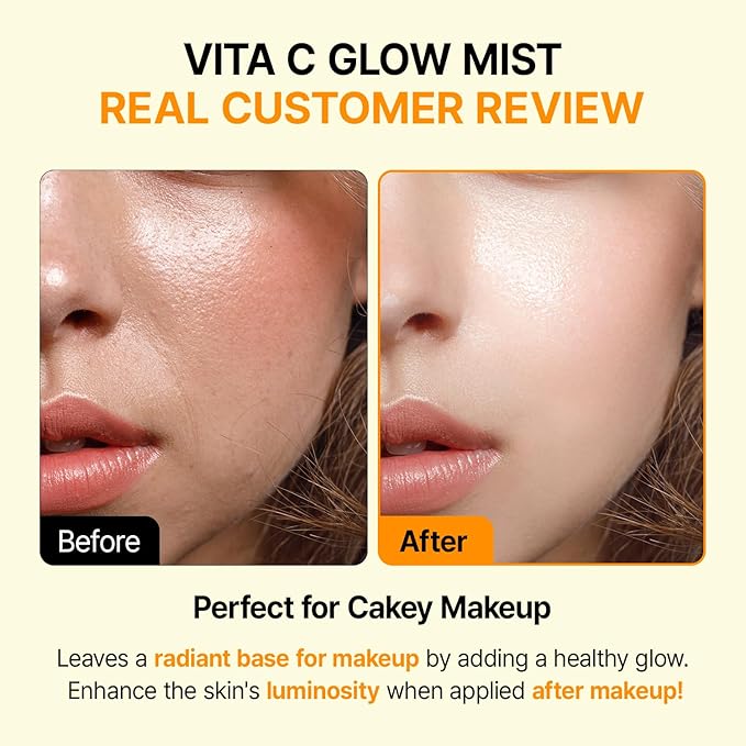 Vitamin C Mist with Niacinamide & Glutathione, Glow Mist for Dewy Skin, Makeup Setting Spray for face, Korean Skin Care, Vegan, 3.38 Fl Oz-VivaGrace Women