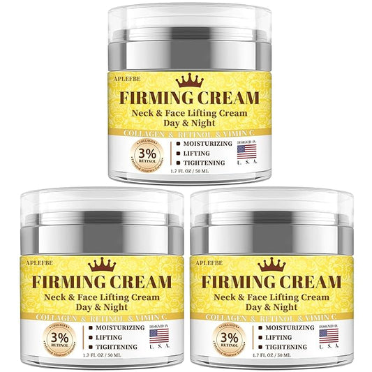 3% Retinol Cream Face Moisturizer, Anti Aging Neck Firming Cream with Collagen, Day & Night Face Cream with Hyaluronic Acid, Lifting & Tightening Wrinkle for Women & Men, 1.7 FL OZ, 3PC-VivaGrace Women